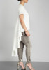 White Draped Irregular Swallowtail High-Low Round Neck Short Sleeve Maxi Dress
