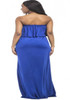 Sapphire Blue Bandeau Drawstring Ruffle Off Shoulder Plus Size Bohemian Maxi Dress