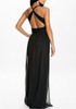 Black Patchwork Cross Back Plunging Neckline Maxi Dress Black Patchwork Cross Back Plunging Neckline Maxi Dress