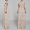 Casual Apricot Patchwork Asymmetric Shoulder Pleated Print Elegant Maxi Dress