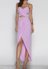 Casual Purple Pleated Irregular Backless Deep V Sleeveless Maxi Dress