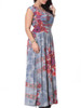 Casual Dramatic Swing Ruffle Trim Printed Plus Size Maxi Dress