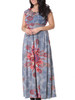 Casual Dramatic Swing Ruffle Trim Printed Plus Size Maxi Dress