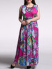 Casual Swing Contrast Trim Keyhole Printed Plus Size Maxi Dress