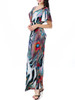Casual Color Block Feather Deep V-Neck Plus Size Maxi Dress