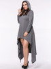 Hooded Asymmetric Hem Plain Plus Size Maxi Dress