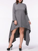Hooded Asymmetric Hem Plain Plus Size Maxi Dress