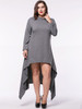 Hooded Asymmetric Hem Plain Plus Size Maxi Dress