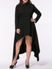 Hooded Asymmetric Hem Plain Plus Size Maxi Dress