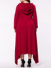 Hooded Asymmetric Hem Plain Plus Size Maxi Dress