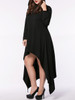 Hooded Asymmetric Hem Plain Plus Size Maxi Dress