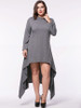 Hooded Asymmetric Hem Plain Plus Size Maxi Dress