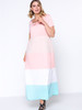 Casual Color Block Striped Round Neck Casual Plus Size Maxi Dress