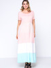 Casual Color Block Striped Round Neck Casual Plus Size Maxi Dress