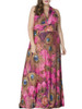 Casual Deep V-Neck Feather Printed Racerback Plus Size Maxi Dress