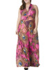 Casual Deep V-Neck Feather Printed Racerback Plus Size Maxi Dress