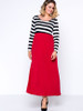 Casual Round Neck Color Block Striped Plus Size Maxi Dress