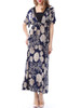 Casual Extraordinary Deep V-Neck Shell Print Plus Size Maxi Dress