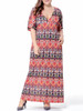 Casual Tribal Printed Deep V-Neck Plus Size Maxi Dress