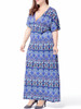 Casual Tribal Printed Deep V-Neck Plus Size Maxi Dress