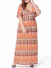 Casual Tribal Printed Deep V-Neck Plus Size Maxi Dress