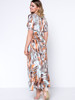 Casual Houndstooth Printed Deep V-Neck Plus Size Maxi Dress