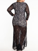 V-Neck Decorative Lace High Slit Fishtail Hem Lace Polyester Plus Size Midi & Maxi Dress