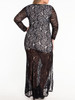 V-Neck Decorative Lace High Slit Fishtail Hem Lace Polyester Plus Size Midi & Maxi Dress