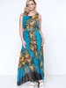 Casual Gorgeous Round Neck Feather Printed Chiffon Plus Size Maxi Dress