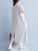 Casual Loose Round Neck Slit Pocket Printed Maxi Dress Casual Loose Round Neck Slit Pocket Printed Maxi Dress
