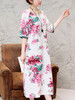 Casual Round Neck Printed Maxi Dress With Half Sleeve
