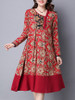 Casual Loose Asymmetric Neck Ethnic Style Printed Maxi Dress