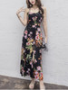 Casual Spaghetti Strap High Slit Printed Swing Maxi Dress