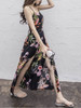 Casual Spaghetti Strap High Slit Printed Swing Maxi Dress