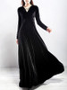 Casual Courtly Swing V-Neck Plain Velvet Maxi Dress