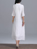 Casual Band Collar Side Slit Decorative Button Printed Loose Maxi Dress