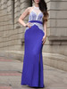 Casual Halter Backless Decorative Lace High Slit Hollow Out Maxi Dress
