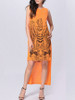 Casual Round Neck Trendy Printed High-Low Maxi Dress