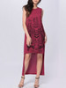 Casual Round Neck Trendy Printed High-Low Maxi Dress
