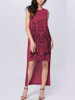 Casual Round Neck Trendy Printed High-Low Maxi Dress