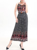 Casual Spaghetti Strap Elastic Waist Printed Chiffon Maxi Dress