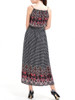 Casual Spaghetti Strap Elastic Waist Printed Chiffon Maxi Dress