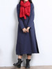 Casual Solid Decorative Button Pocket Round Neck Side Slit Maxi Dress