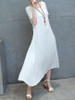 Casual Round Neck Decorative Button Plain Loose Swing Maxi Dress