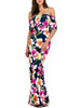 Casual Off Shoulder Flounce Multi-Color Floral Printed Maxi Dress