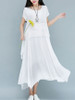 Casual Loose Asymmetric Hem Plain Layered Round Neck Maxi Dress