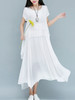 Casual Loose Asymmetric Hem Plain Layered Round Neck Maxi Dress