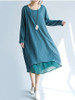 Casual Round Neck Patchwork Plain Loose Maxi Dress