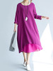 Casual Round Neck Patchwork Plain Loose Maxi Dress