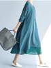 Casual Round Neck Patchwork Plain Loose Maxi Dress